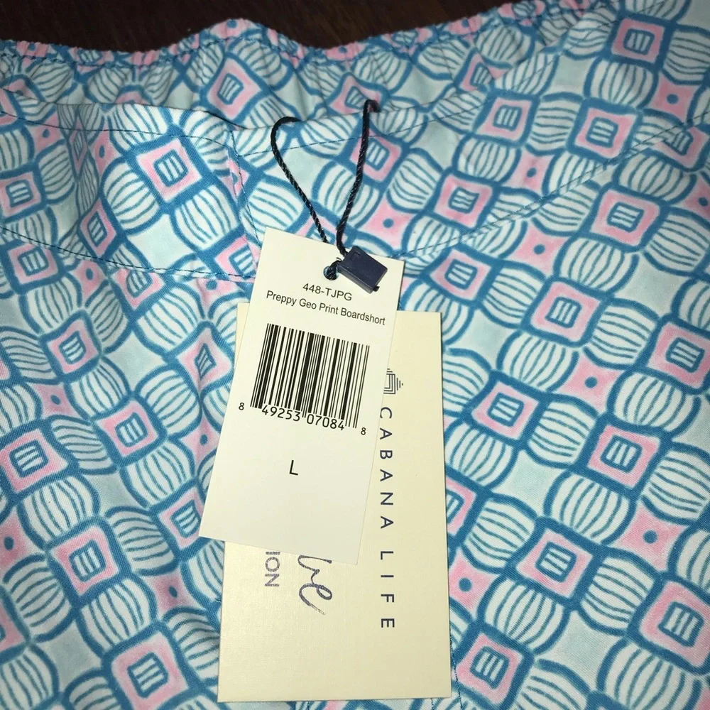 Cabana Life Preppy Geo Print Surf Board Short 50+ UPF NWT